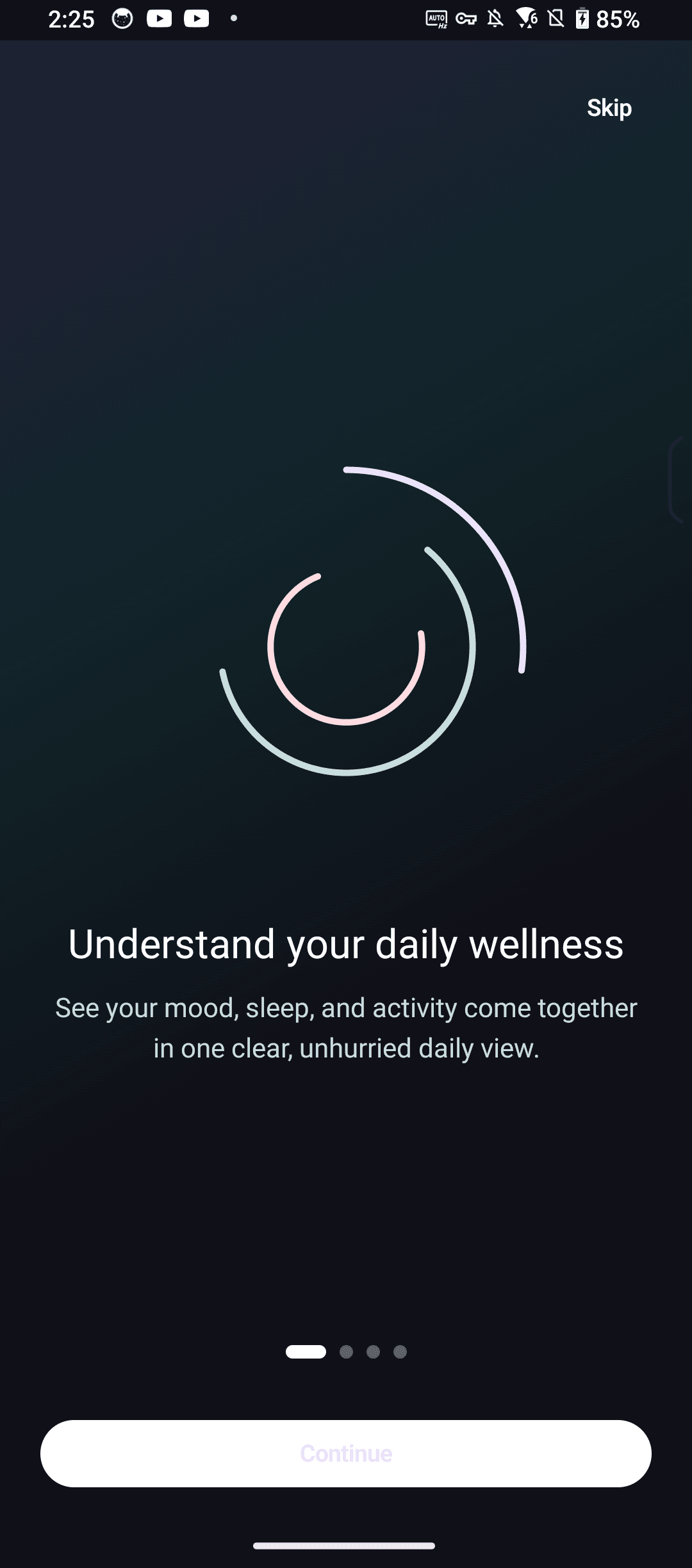 IRIQ Pulse onboarding screen introducing daily wellness tracking