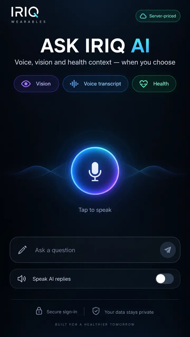 IRIQ Wearables contextual voice and vision AI experience
