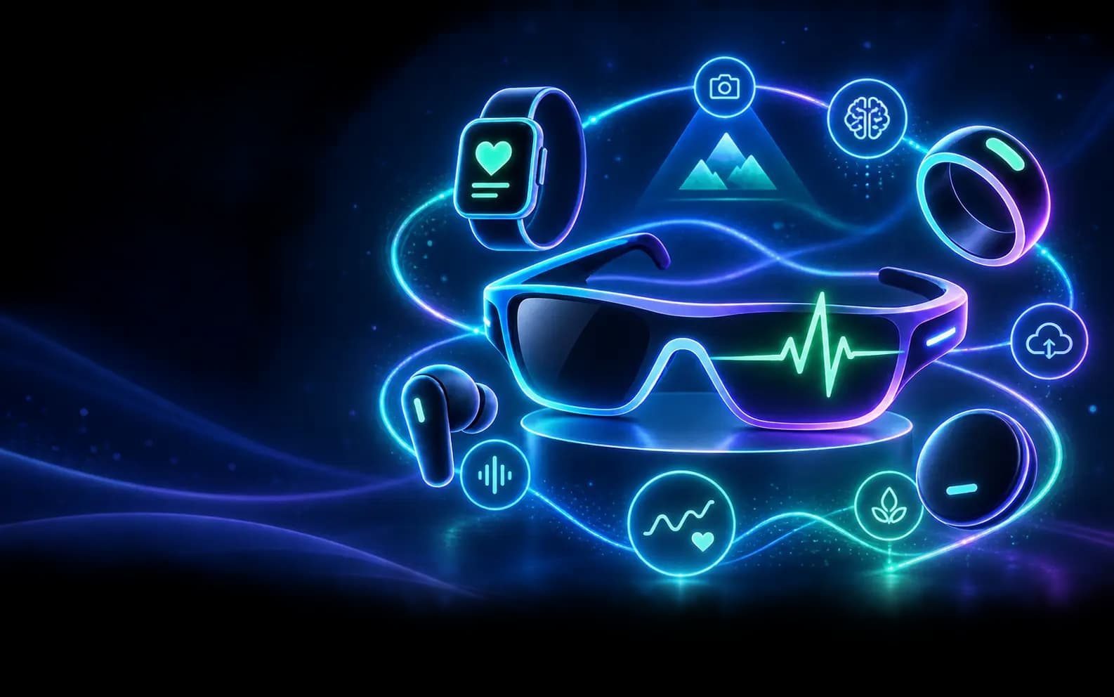 Connected ecosystem of smart glasses, watch, ring, earable and health sensor